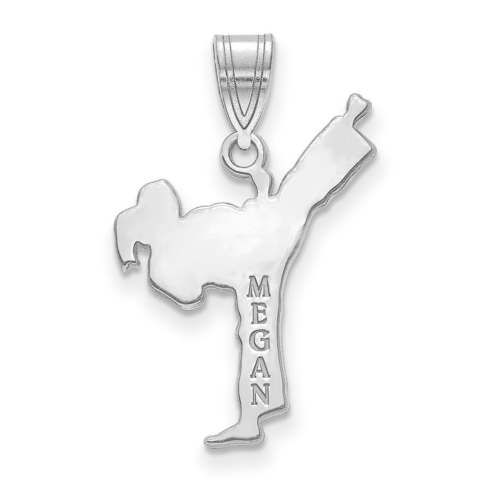14k White Gold Laser Polished Name Karate Charm-