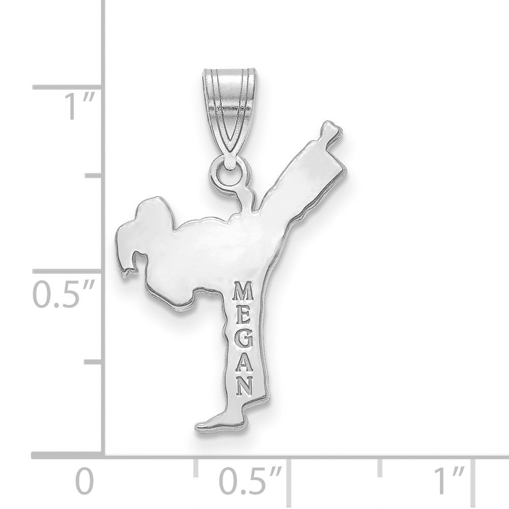14k White Gold Laser Polished Name Karate Charm-
