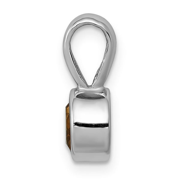 14K White Gold 0.40-Carat Bezel set Round Citrine November Pendant