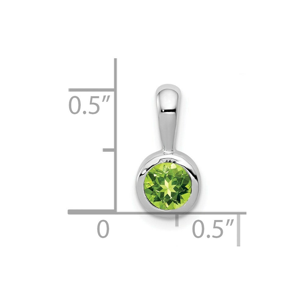 14K White Gold 0.55-Carat August Round Peridot Bezel set Pendant