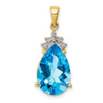 Load image into Gallery viewer, 14K Yellow Gold 4.50-Carat Pear shape March Blue Topaz &amp; Diamond Pendant

