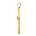 Load image into Gallery viewer, 14K Yellow Gold Textured and Polished Diamond Cross Pendant
