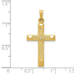 Load image into Gallery viewer, 14K Yellow Gold Textured and Polished Diamond Cross Pendant
