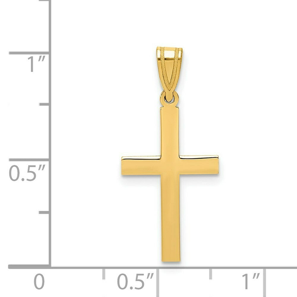 14K Yellow Gold Polished Cross Pendant 25mm length