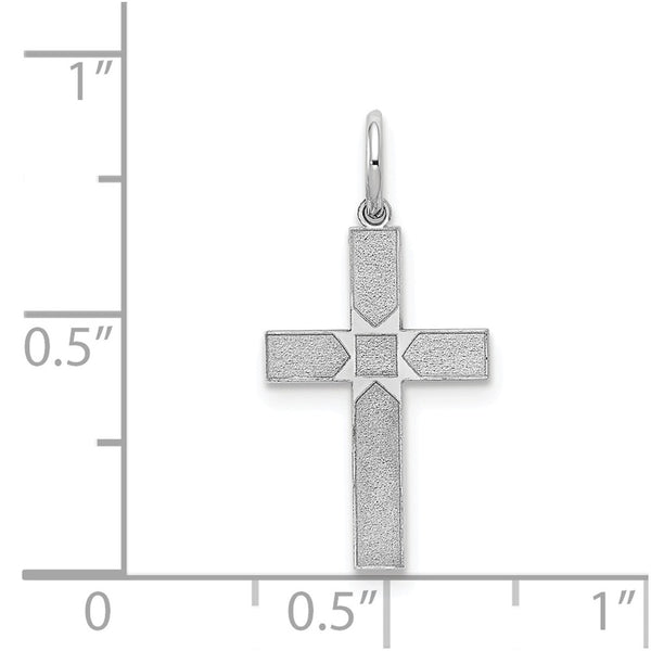 14K White Gold Laser Designed Cross Pendant 22mm length