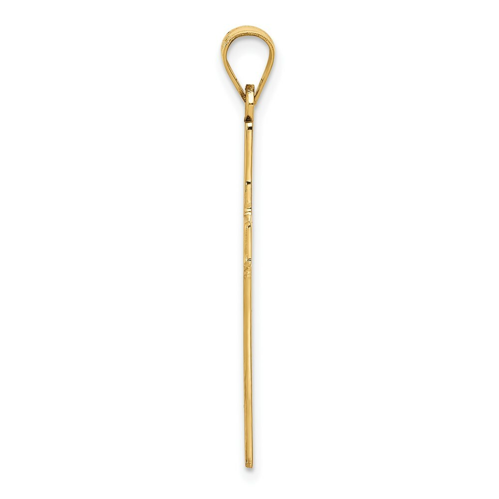 14K Yellow Gold Polished Cross Pendant 35mm length