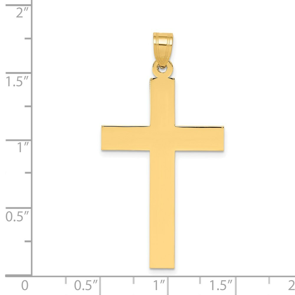 14K Yellow Gold Polished Cross Pendant 46mm length