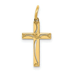 Load image into Gallery viewer, 14K Yellow Gold Laser Designed Cross Charm 21mm length
