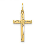Load image into Gallery viewer, 14K Yellow Gold Laser Designed Cross Charm 25mm length

