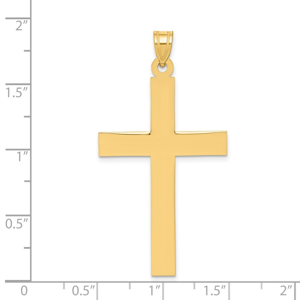 14K Yellow Gold Polished Cross Pendant 50mm length