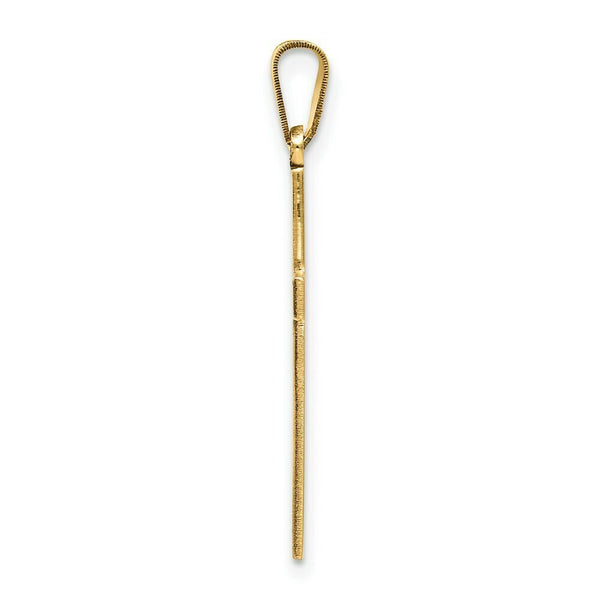 14K Yellow Gold Solid Cross Pendant 29mm length