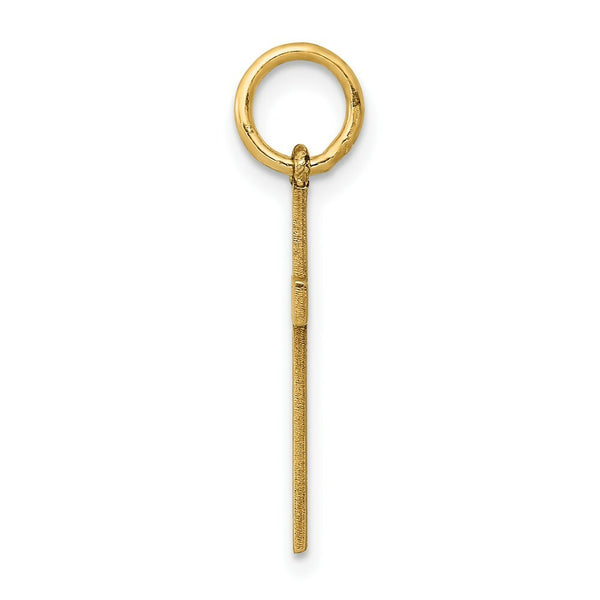 14K Yellow Gold Laser Designed Cross Charm 21mm length