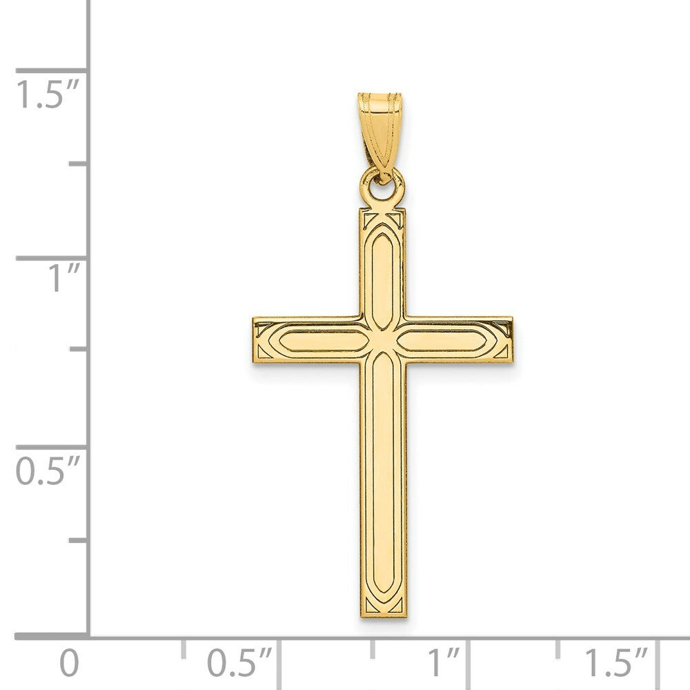 14K Yellow Gold Solid Cross Pendant 36mm length