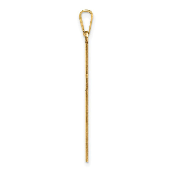 14K Yellow Gold Solid Cross Pendant 36mm length