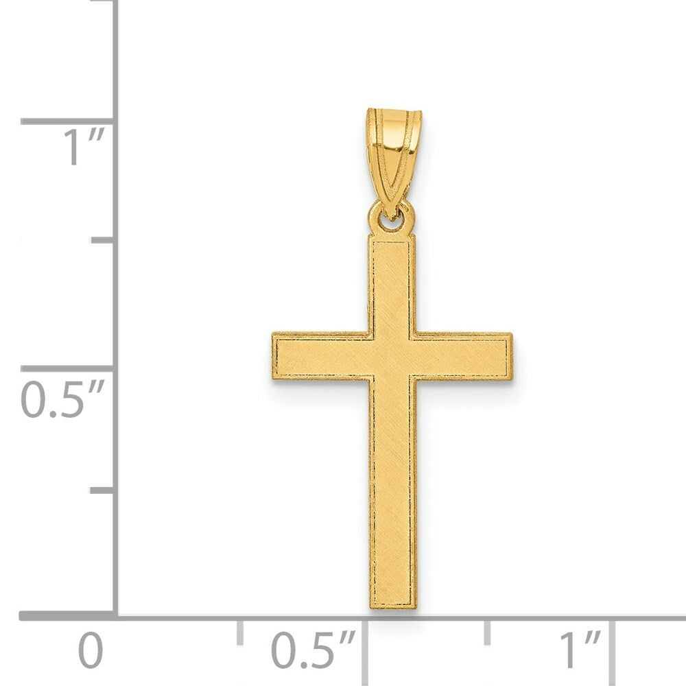 14K Yellow Gold Cross Pendant 25mm total length including bail  1 inch