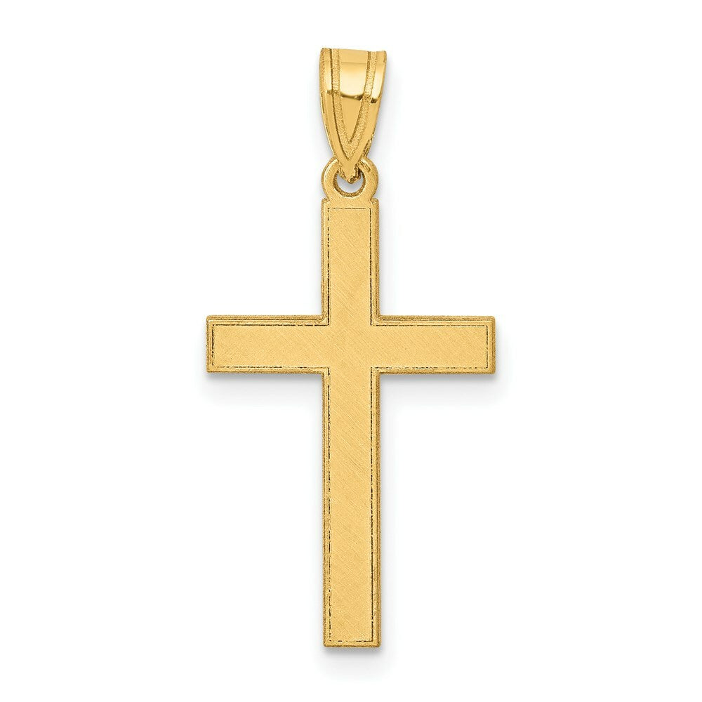 14K Yellow Gold Cross Pendant 25mm total length including bail  1 inch