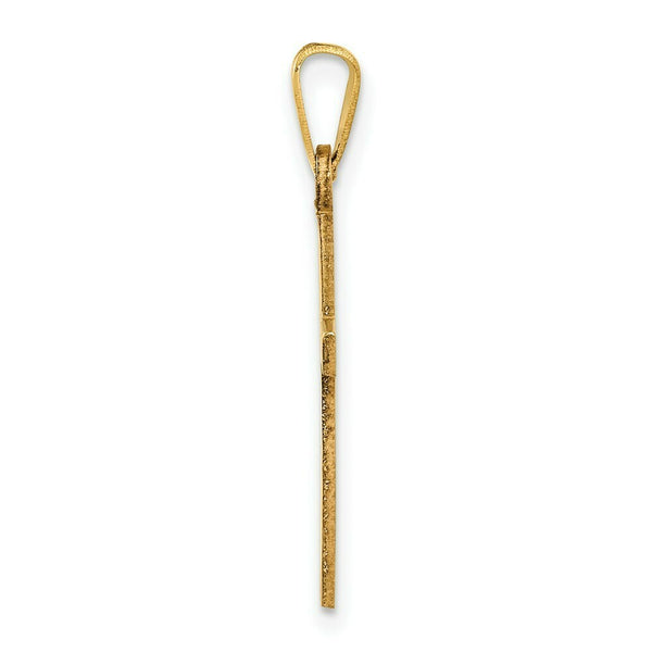 14K Yellow Gold Solid Cross Pendant 25mm length