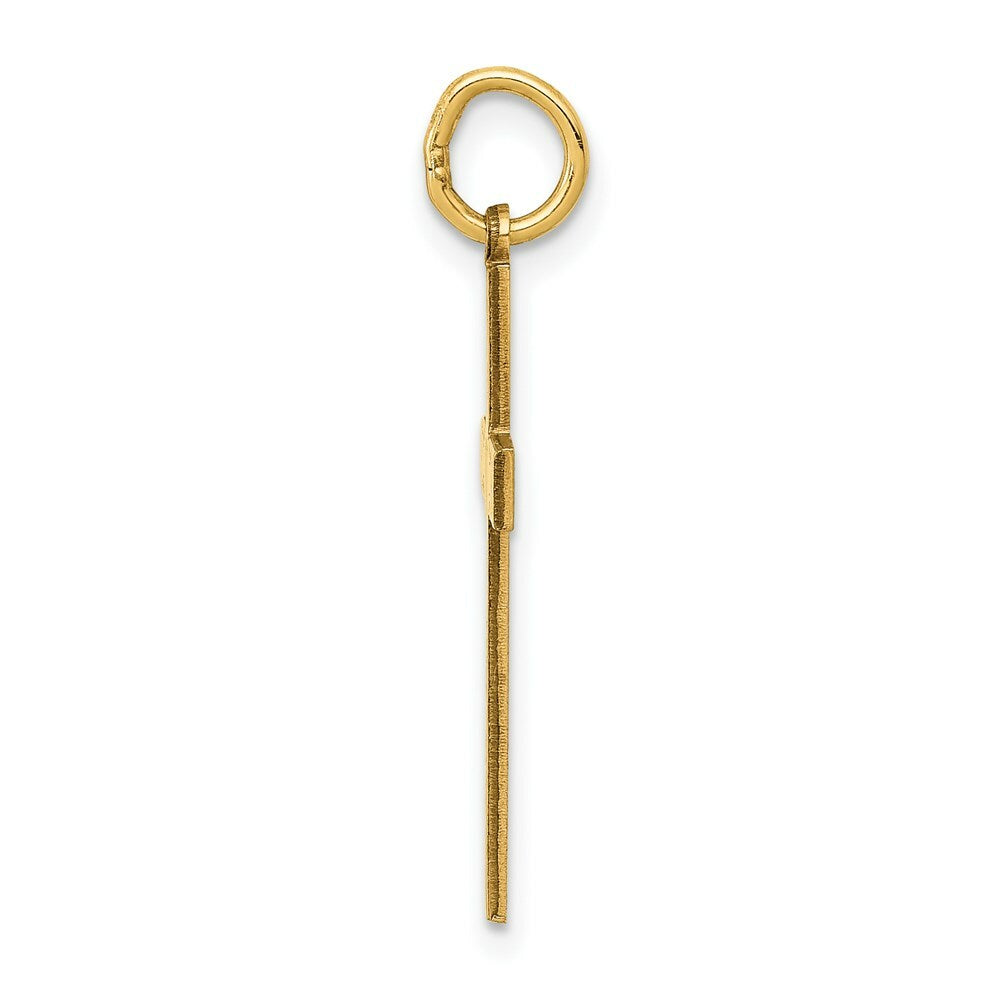14K Yellow Gold Laser Designed Cross Charm 26mm length