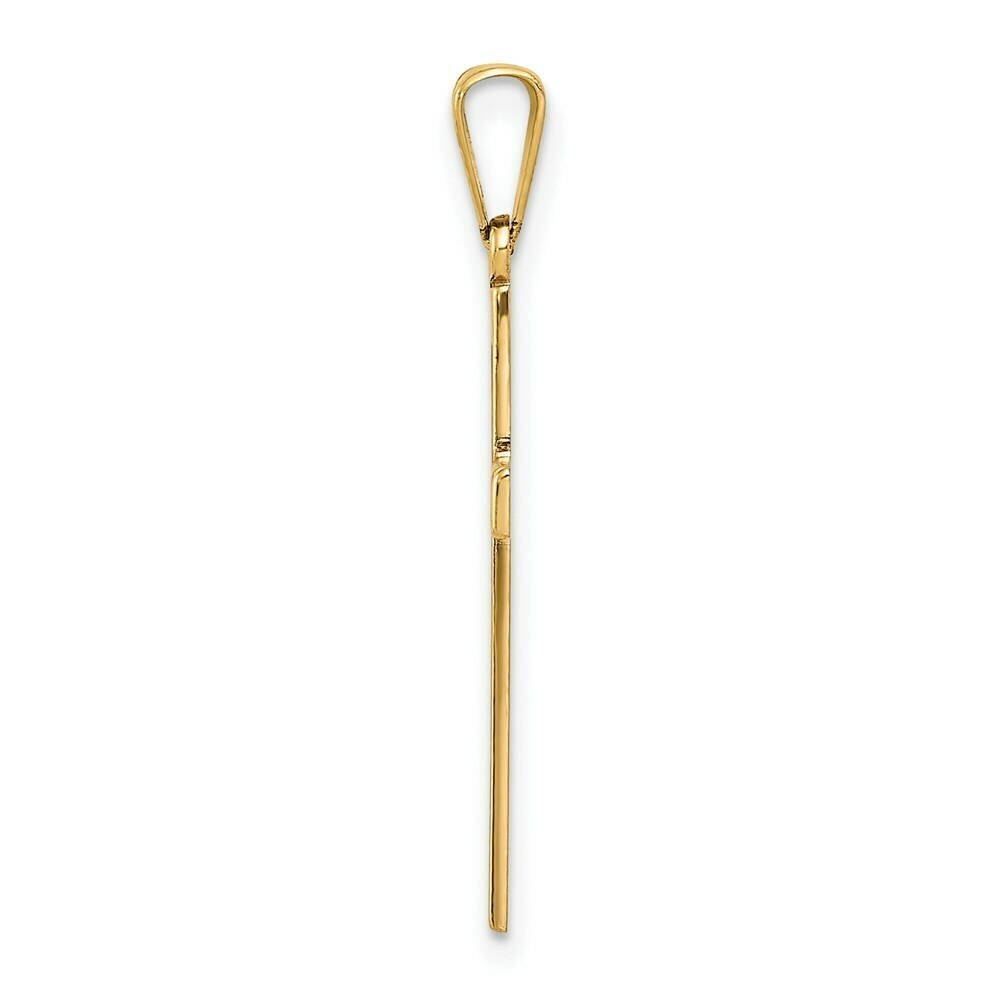 14K Yellow Gold Solid Cross Pendant 21mm length