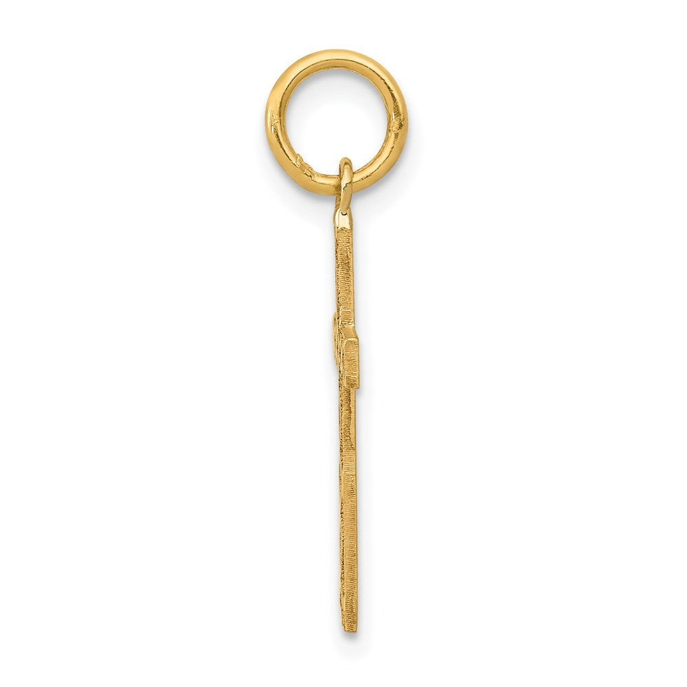 14K Yellow Gold Laser Designed Cross Charm 23mm length