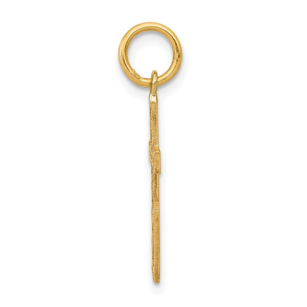 14K Yellow Gold Laser Designed Cross Charm 23mm length