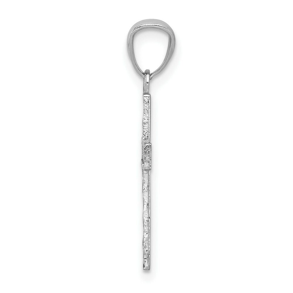14K White Gold Cross Pendant 25mm length