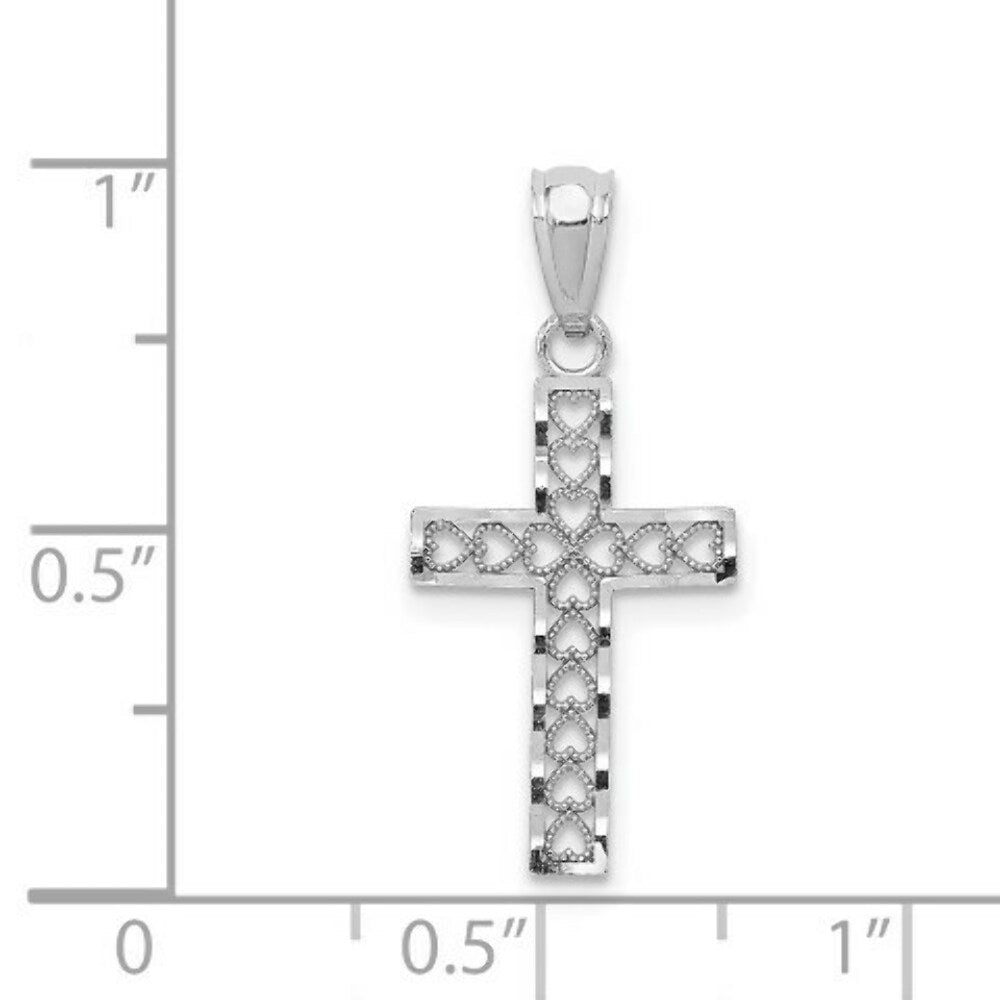 14K White Gold Cross Pendant 25mm length