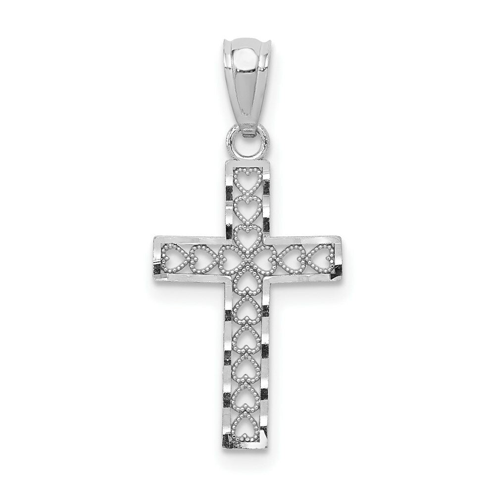 14K White Gold Cross Pendant 25mm length
