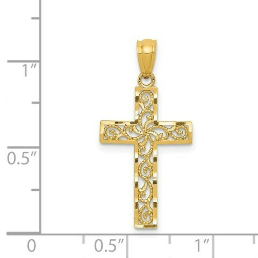 14K Yellow Gold Cross Pendant 27mm length