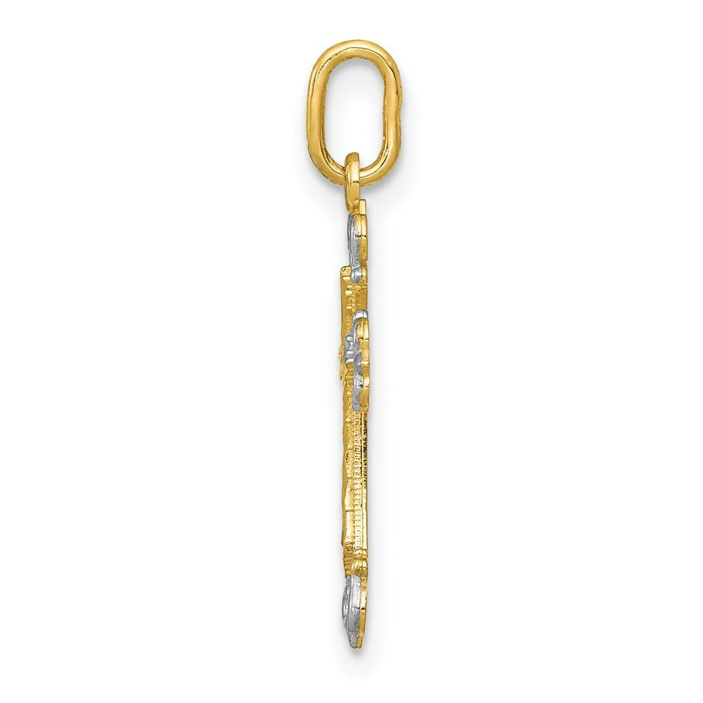 14K Yellow Gold & Rhodium Cross Charm