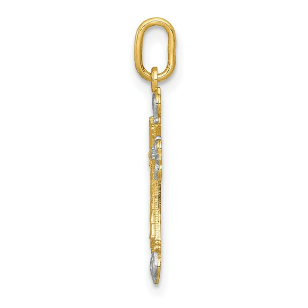 14K Yellow Gold & Rhodium Cross Charm