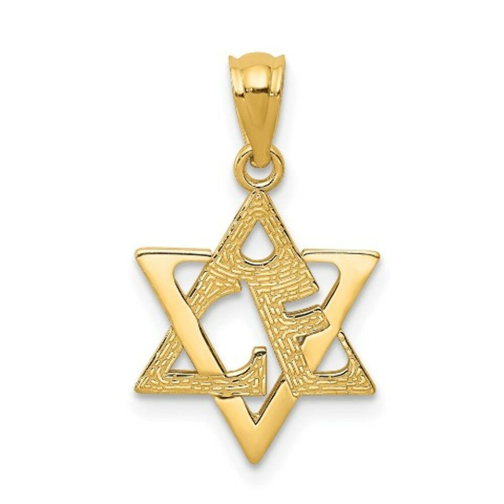 14K Yellow Gold Star of David Pendant 21mm length