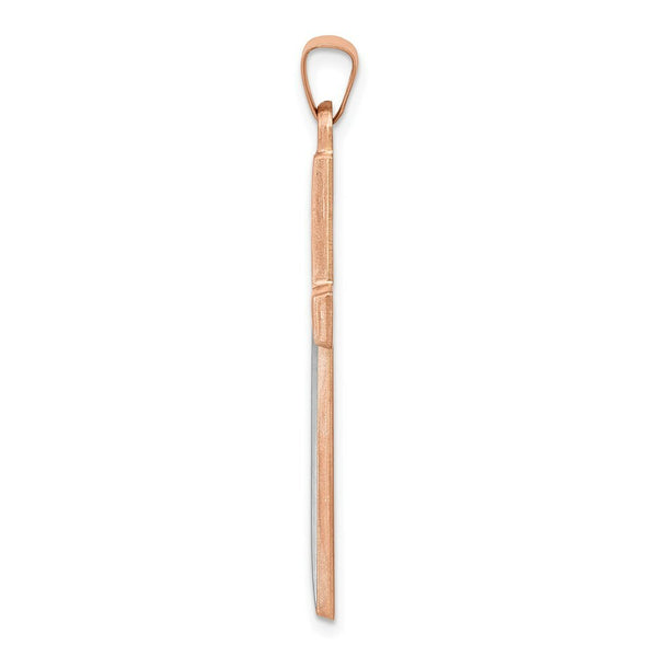 14K Rose Gold Rhodium Cross Pendant