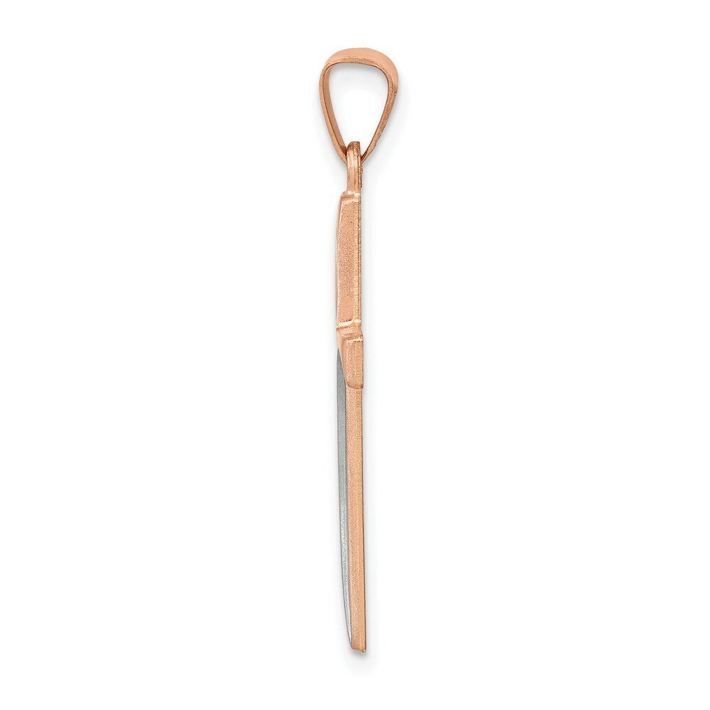 14K Rose Gold Rhodium Hollow Cross Pendant