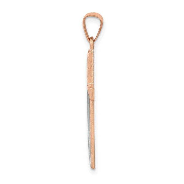 14K Rose Gold Rhodium Hollow Cross Pendant
