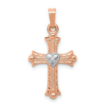 Load image into Gallery viewer, 14K Two-tone Gold Rose &amp; White Gold Diamond Cross Pendant
