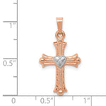 Load image into Gallery viewer, 14K Two-tone Gold Rose &amp; White Gold Diamond Cross Pendant
