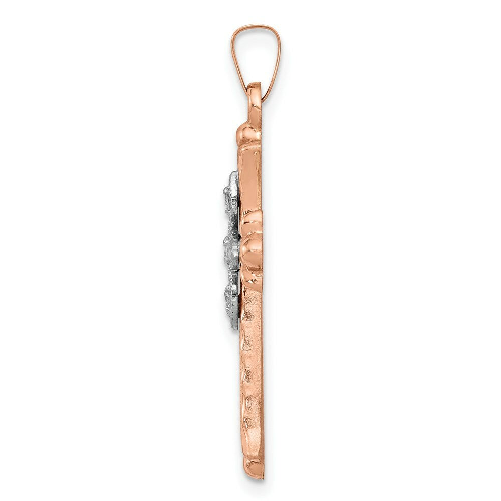 14K Two-tone Gold Diamond Cross Pendant