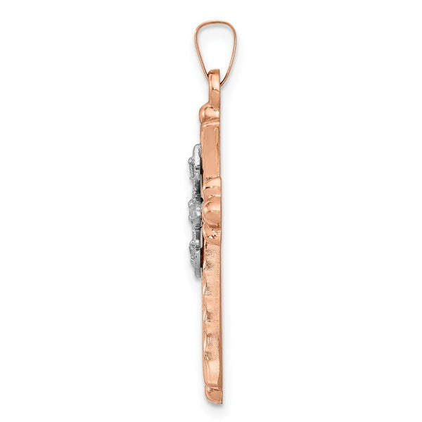 14K Two-tone Gold Diamond Cross Pendant