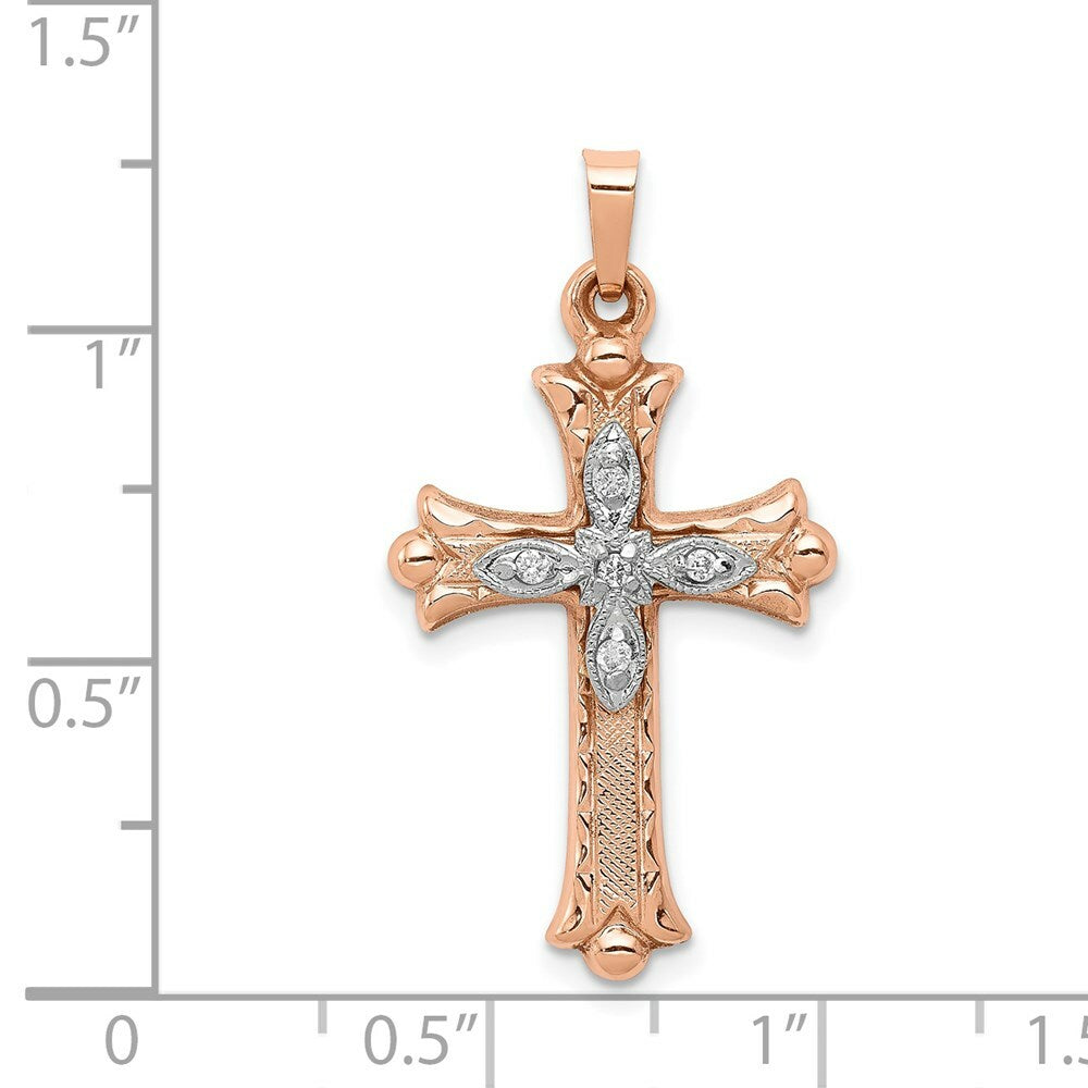 14K Two-tone Gold Diamond Cross Pendant