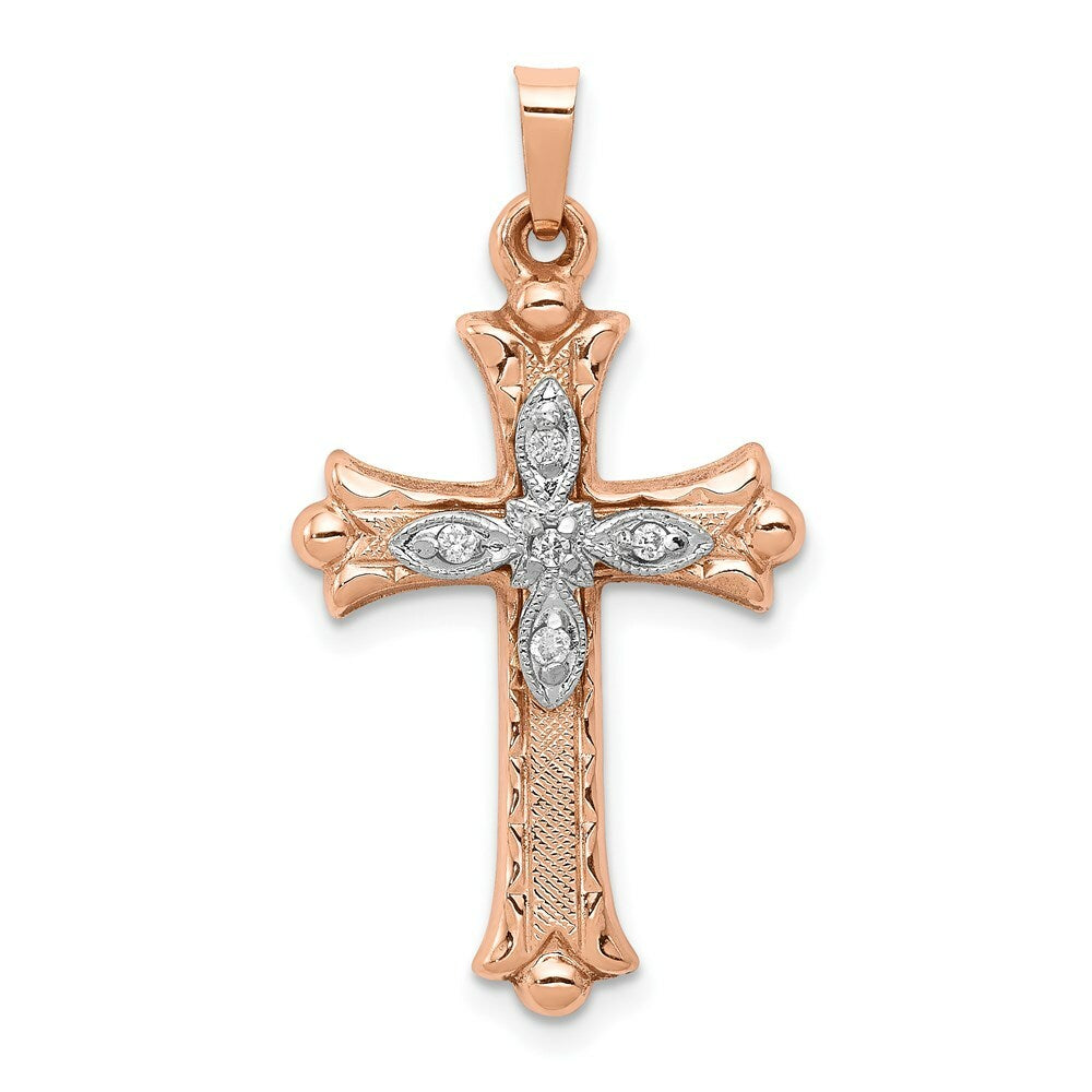 14K Two-tone Gold Diamond Cross Pendant