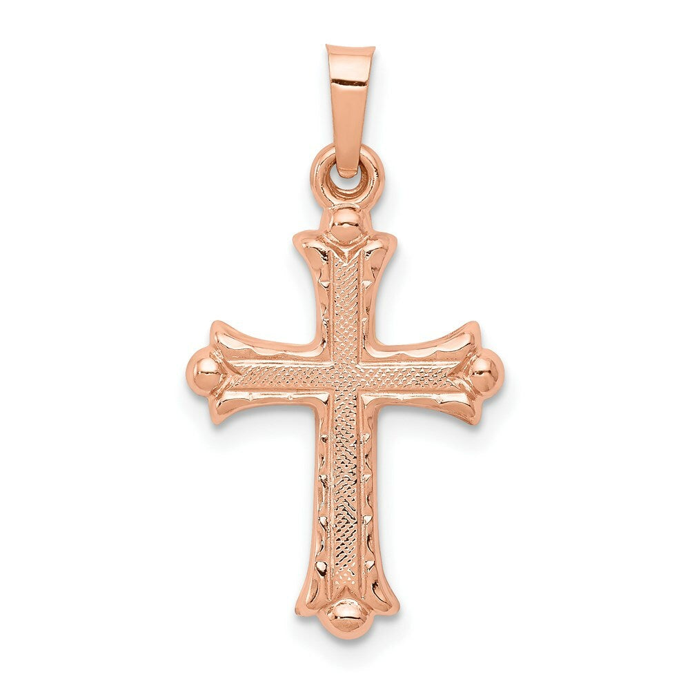 14K Rose Gold Heart Hollow Cross Pendant