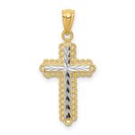 Load image into Gallery viewer, 14K Yellow Gold Rhodium Diamond Cut Cross Pendant 21mm length
