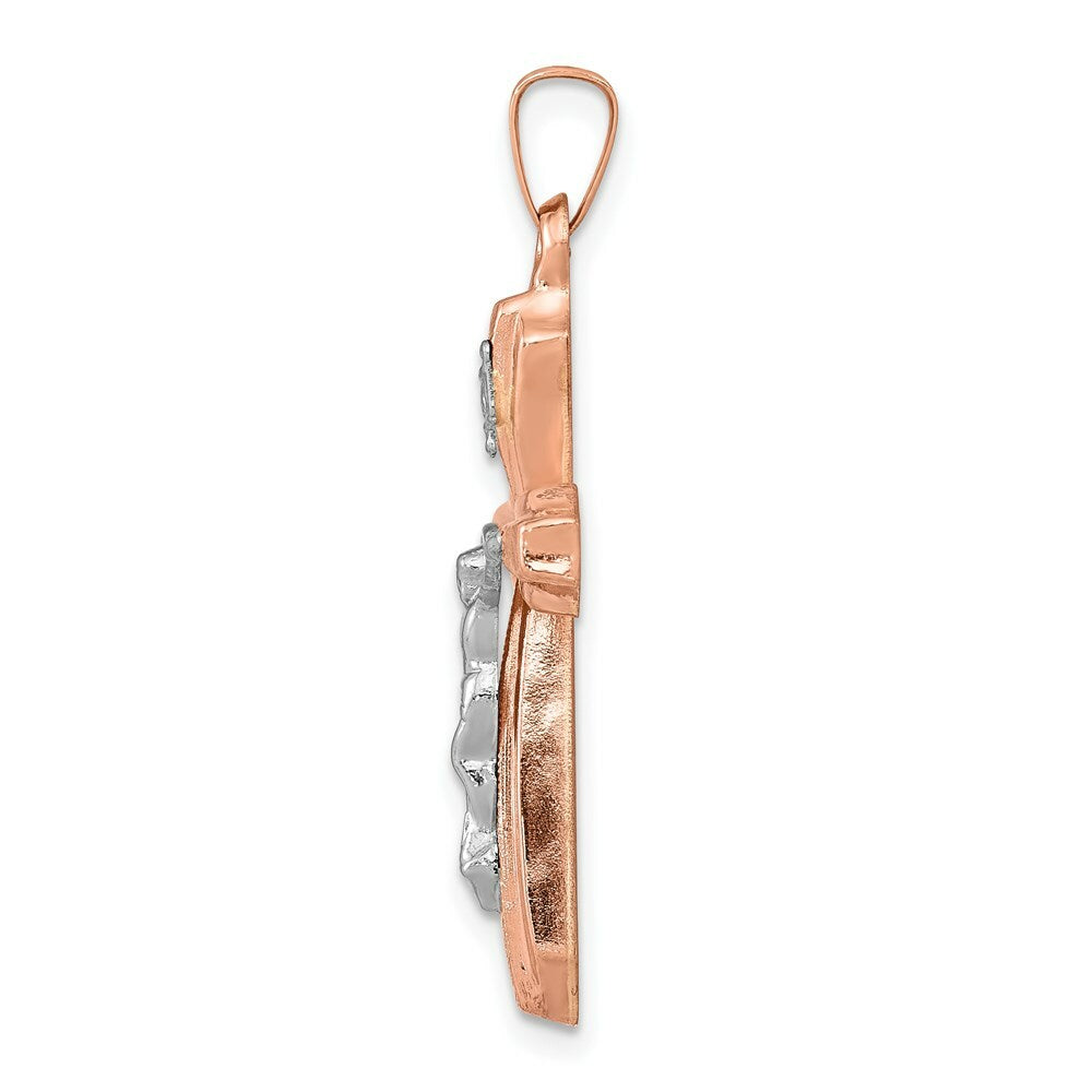 14K Two-tone Gold Hollow Crucifix Pendant 28mm length