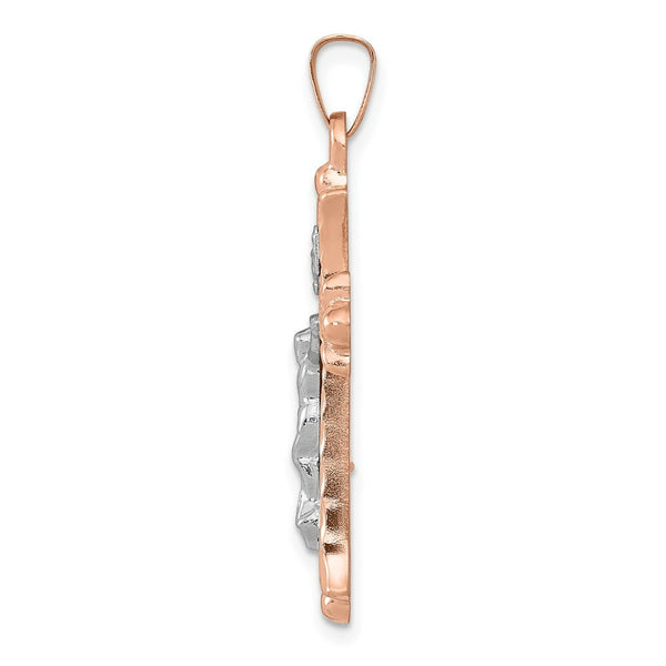 14K Two-tone Gold Hollow Crucifix Pendant 28mm length