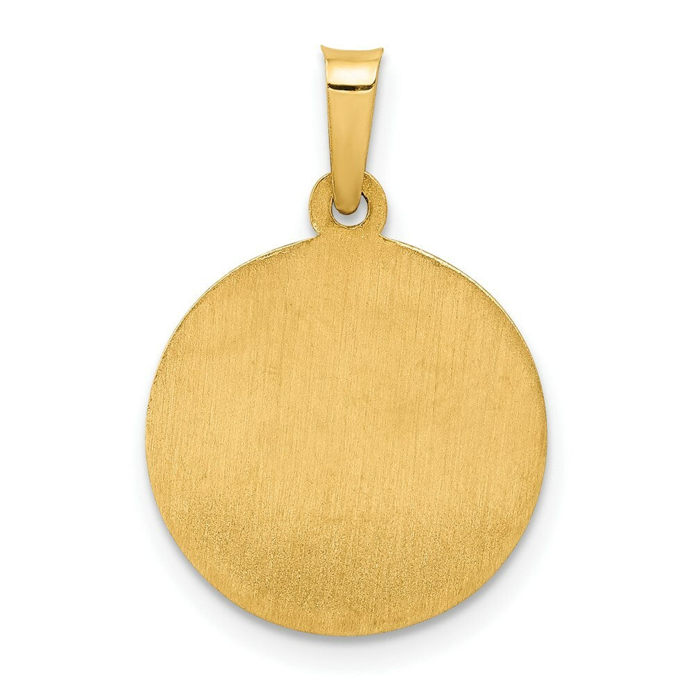 14K Yellow Gold Polished and Satin Sacred Heart of Jesus Medal Pendant 15mm width