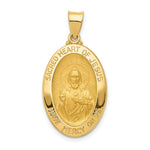 Load image into Gallery viewer, 14K Yellow Gold Polished and Satin Sacred Heart of Jesus Medal Pendant 17mm width
