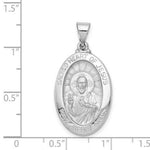 Load image into Gallery viewer, 14K White Gold Polished and Satin Sacred Heart of Jesus Medal Pendant 17mm width
