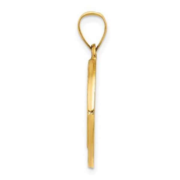 14K Yellow Gold Polished and Satin Medal Pendant 19mm width