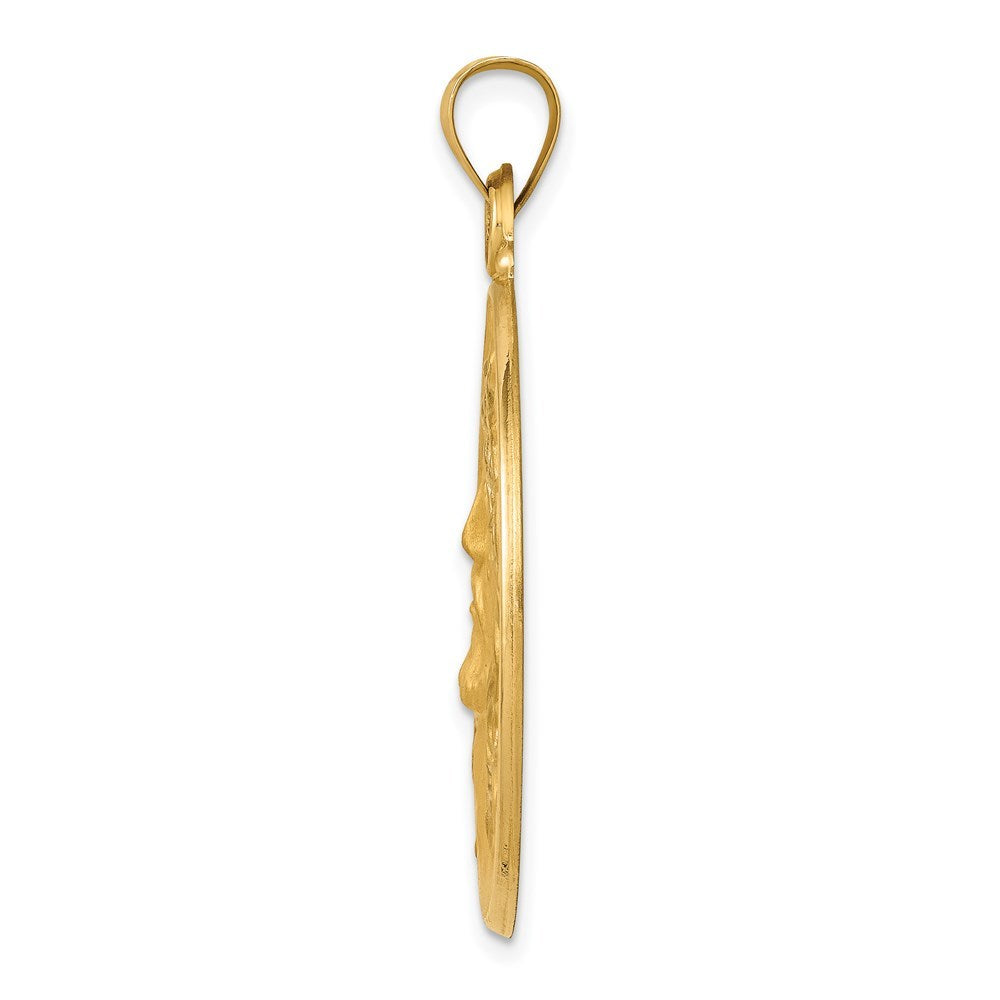 14K Yellow Gold Polished and Satin Face of Jesus Medal Pendant 28mm width